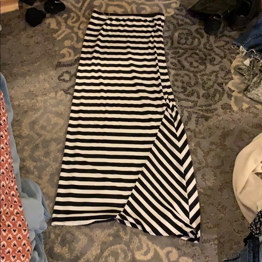 Black and white striped skirt